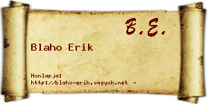 Blaho Erik névjegykártya